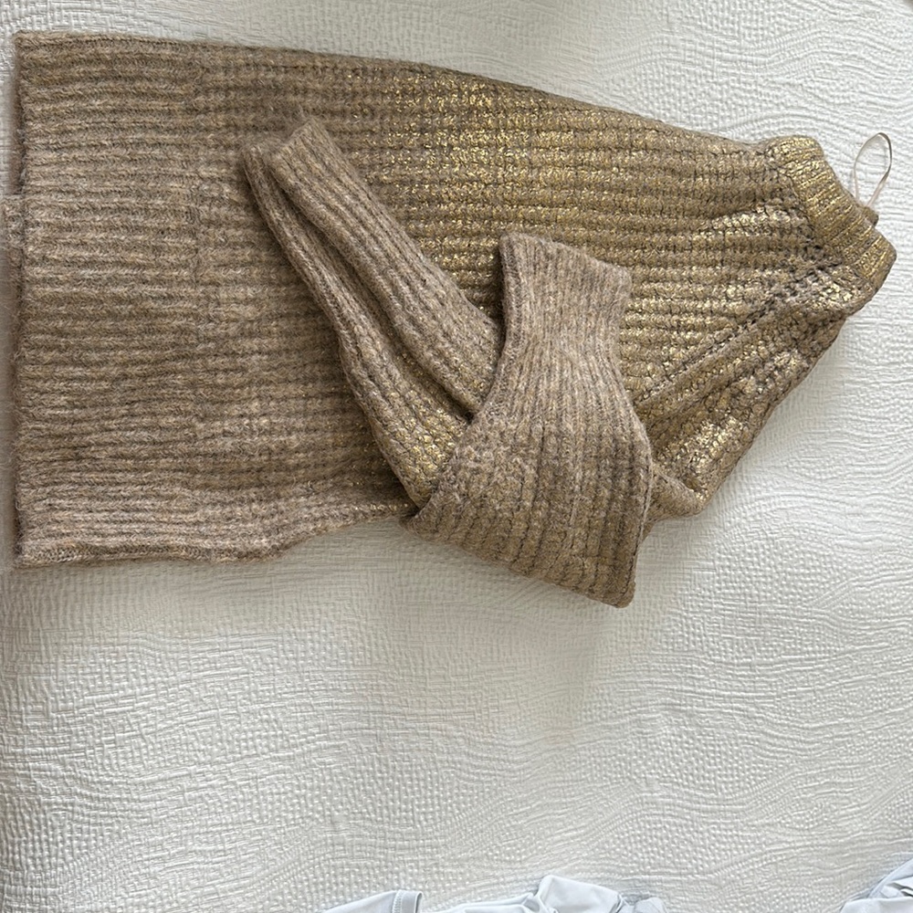 Neutral/ Touch of Gold Oversized Knit